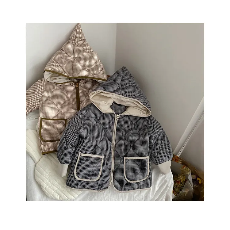 2023 New Children'S Down Jacket Boy'S Warm Jacket Girl'S Plaid Windproof Coat for Winter