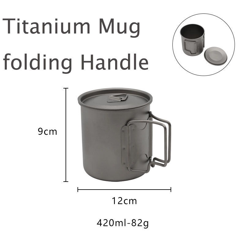 Titanium-420ML Folding Handle Coffee Cup