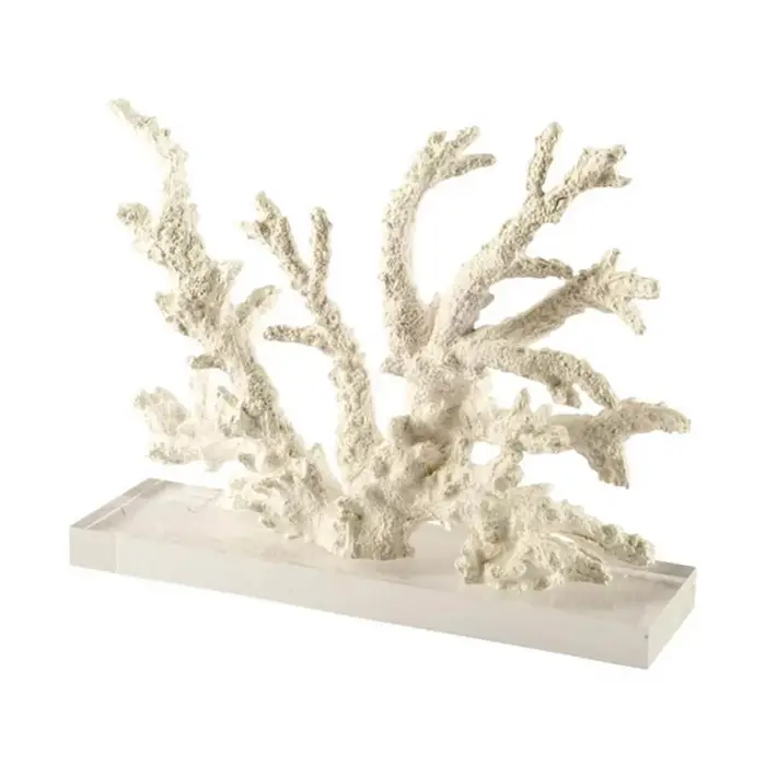 Enfoque realista Coral escultura de resina blanca decoración del hogar acuario paisaje adornos