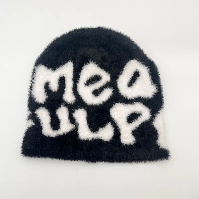 Cappelli di berretti personalizzati all'ingrosso nuovi cappellini di peluche MEA CULPA berretto a cuffia in maglia jacquard invernale