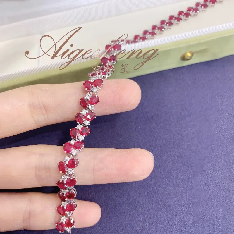 Aigesheng Nova Chegada Jóias De Luxo Marcas Famosas 18K Ouro Natural Rubi Diamante Pulseira para As Mulheres
