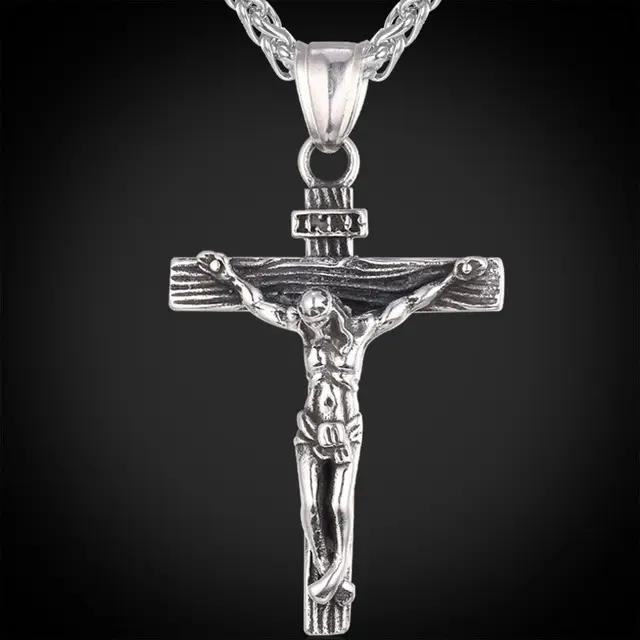 VRIUA-collar religioso de cruz de Jesús para hombre, colgante de Cruz de Oro y Plata con cadena, joyería para hombre 2019