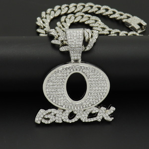 Hip Hop Oblock Letter Pendant Necklace Trendy Link <strong>Chain</strong> with Gold Plated Zinc Alloy Beads &amp; Diamond Butterfly Shape Gift - Product Image 6