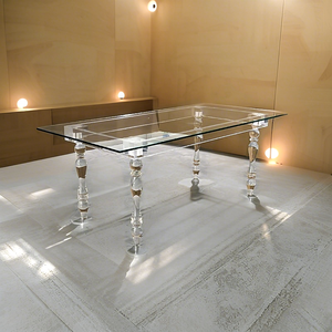 现代8座婚礼餐桌圆形长方形玻璃桌面亚克力餐桌 - Product Image 4