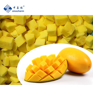 Sinocharm 10*10毫米芒果丁冷冻水果甜点批发<span class=keywords><strong>IQF</strong></span>冷冻芒果骰子，BRC A批准