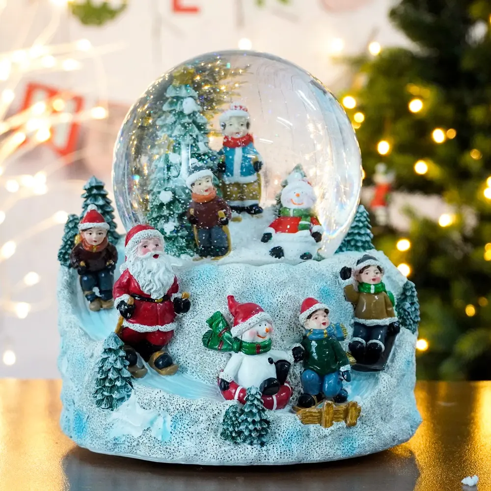 Özel LED noel baba kar küresi müzik kristal top süsler çocuk hediyeleri noel müzik kutusu yılbaşı hediyeleri