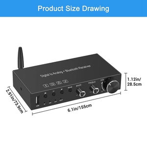 Convertidor Digital a analógico, receptor DAC con amplificador de auriculares óptico/Coaxial a RCA, salida de Audio de 192mm, USB, 3,5 kHz, BT5.0 - Product Image 6