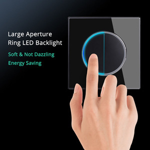 LangYeao Click <strong>on</strong> / Off Wall Light Switch with LED Indicator Pass Through Circular Button Switch Panel 1/2/3/4 Gang 1/2 <strong>Way</strong> - Product Image 6