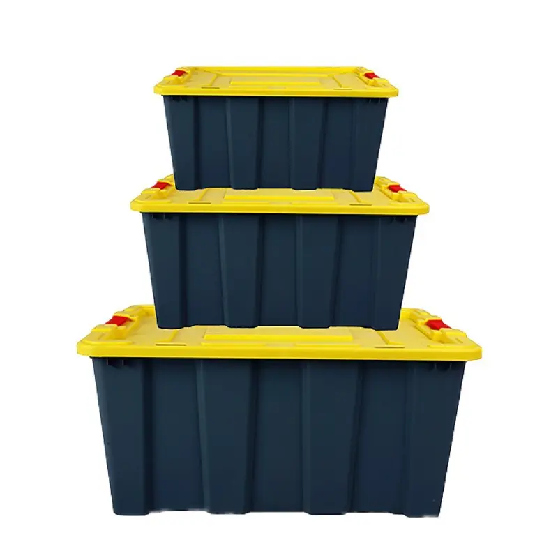 Fourre-tout en plastique en gros d'usine pour le stockage boîte de rangement de supermarché 27 gallons fourre-tout de stockage de taille personnalisée avec couvercles