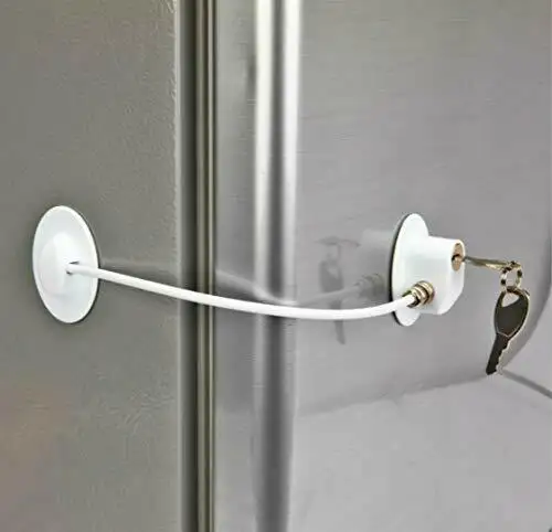 Serrure de porte de réfrigérateur blanche avec clés Serrure de congélateur de réfrigérateur Serrure de sécurité pour enfants