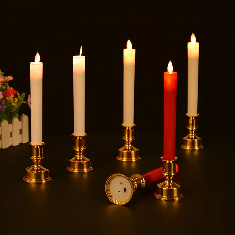 Luzes LED brancas quentes a pilhas para decoração de casamento e jardim de Natal, luzes de velas com temporizador, 9 polegadas