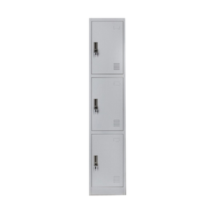 定制单3门金属储物柜带钥匙锁KD结构钢衣柜批发价格便宜 - Product Image 1