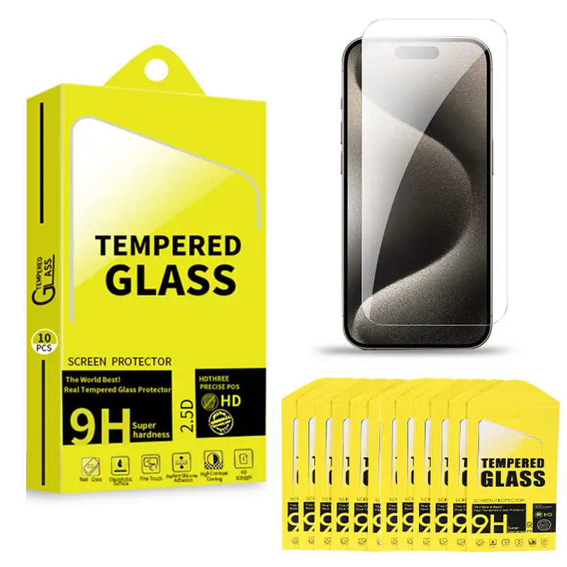 9H 2.5D Đầy Đủ Bìa Chống-Xước Tempered Glass HD Rõ Ràng Điện Thoại Bảo Vệ Màn Hình Cho iPhone 15 14 13 12 11 X Mini Pro Max