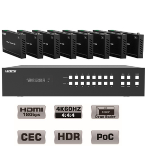 Interruptor de matriz 8x8 4K UHD 18Gbps HDMI HDBaseT con EDID IR bidireccional hasta 150m para sistema de cine en casa - Product Image 4