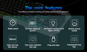 AULA F3010 USB 3.0 cablato tastiera da gioco ABS 108 Keycaps ottico ergonomico per Windows Mac Computer Desktop membrana in plastica - Product Image 5