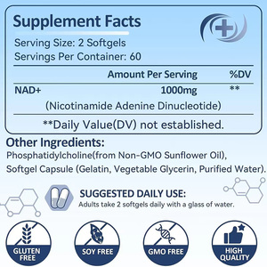 Solilan nhà máy OEM ODM 120 đếm NAD + 1000mg vitamin Softgels nicotinamide riboside chất chống oxy hóa năng lượng sức khỏe bổ sung - Product Image 3