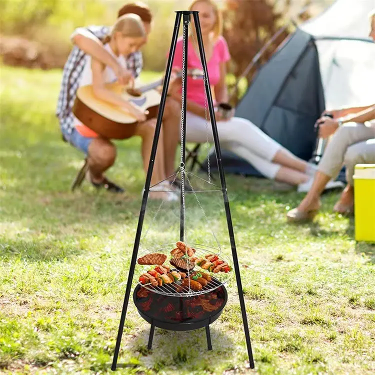 Grille de Barbecue en plein air, trépied, barbecue, camping, poêle à feu suspendu, grilles de Barbecue