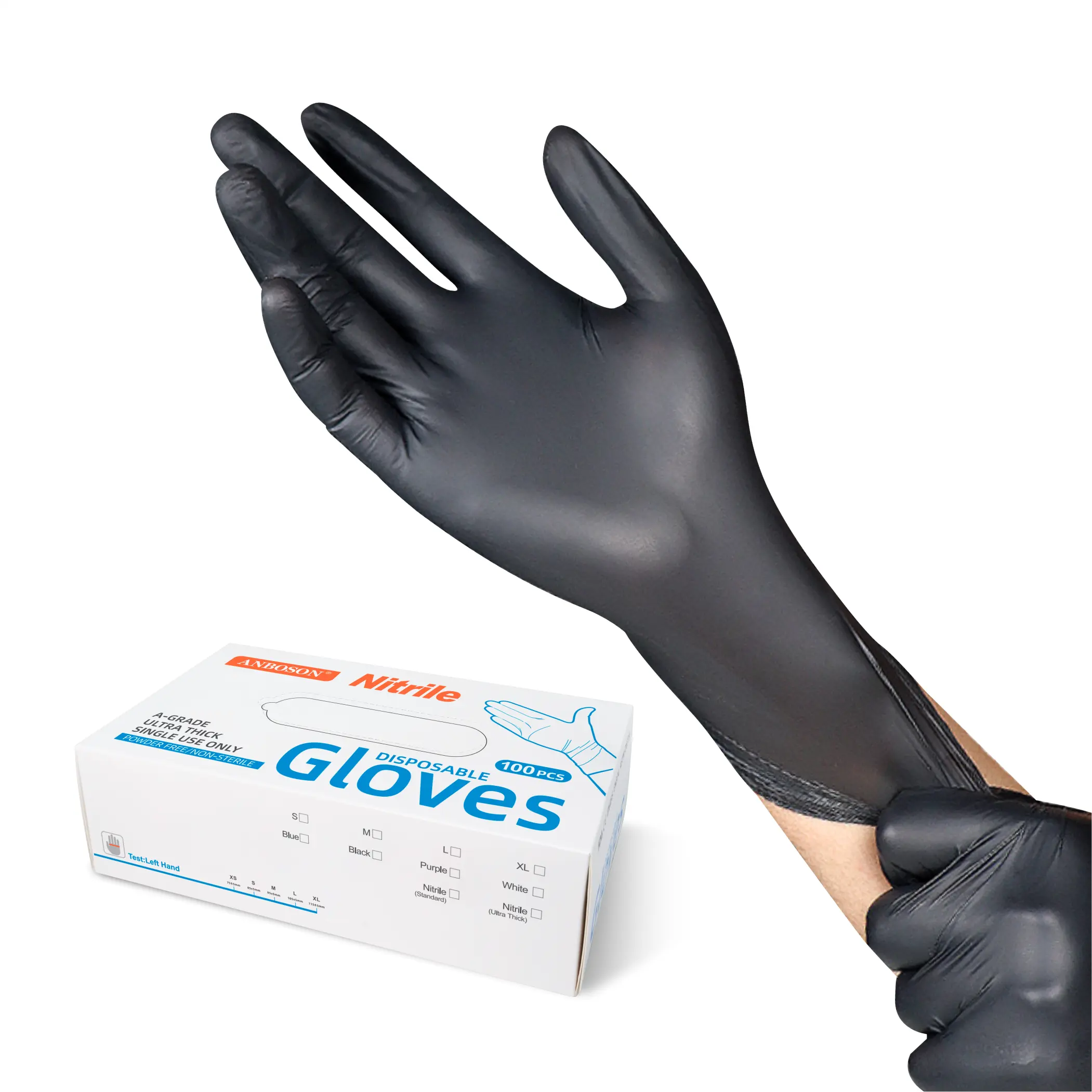 Gants en nitrile noir jetables de cuisine sans latex résistants à l'huile imperméables pour le nettoyage des aliments manipulant les travaux ménagers