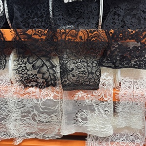 Erkoumi renda bordir ramah lingkungan potong lembut hitam dan putih renda renda bulu mata kerudung untuk Lingerie dan pakaian tidur - Product Image 4