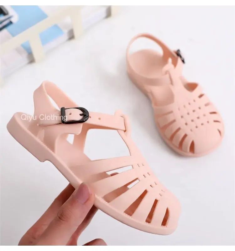 Sandalias planas de Tpu antideslizantes para niñas pequeñas, zapatos de gelatina de fondo suave para bebés, novedad de verano de 2022