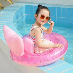 90CM Inflatable Adults Transparent Beach <strong>Floatie</strong> for Fun Mermaid Tail Inflatable Pool Float Tube Ring