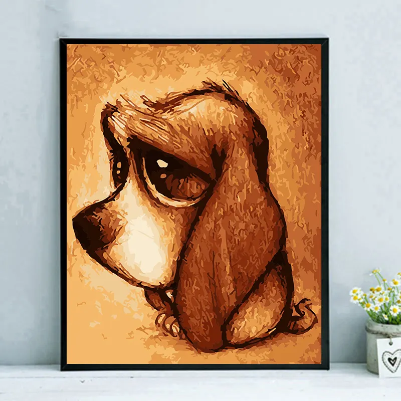 Pintura pintada à mão DIY pelo número Melhor maneira de pintar por números Pet Portrait De Fotos