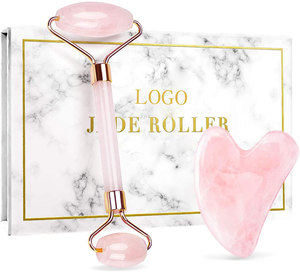 Yüz Gua Sha Set Anti-Aging doğal taş pembe yeşil yeşim ve ametist yüz masajı rulosu için kafa vücut kuvars araçları - Product Image 1