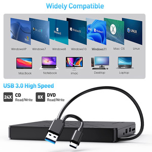 USB 3.0 Type C <strong>CD</strong>/DVD <strong>ROM</strong> +/-RW Adapter 5 in 1 External DVD Drive Player <strong>CD</strong> Drive Burner for Laptop <strong>PC</strong> Desktop Computer - Product Image 2