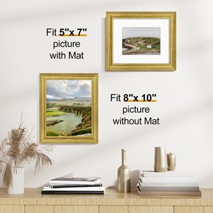 Mộc mạc vàng Tường Tabletop PS gỗ 8x10 5x7 hình ảnh khung trang trí công phu ảnh cổ điển hiển thị khung với Mat cho tường - Product Image 2