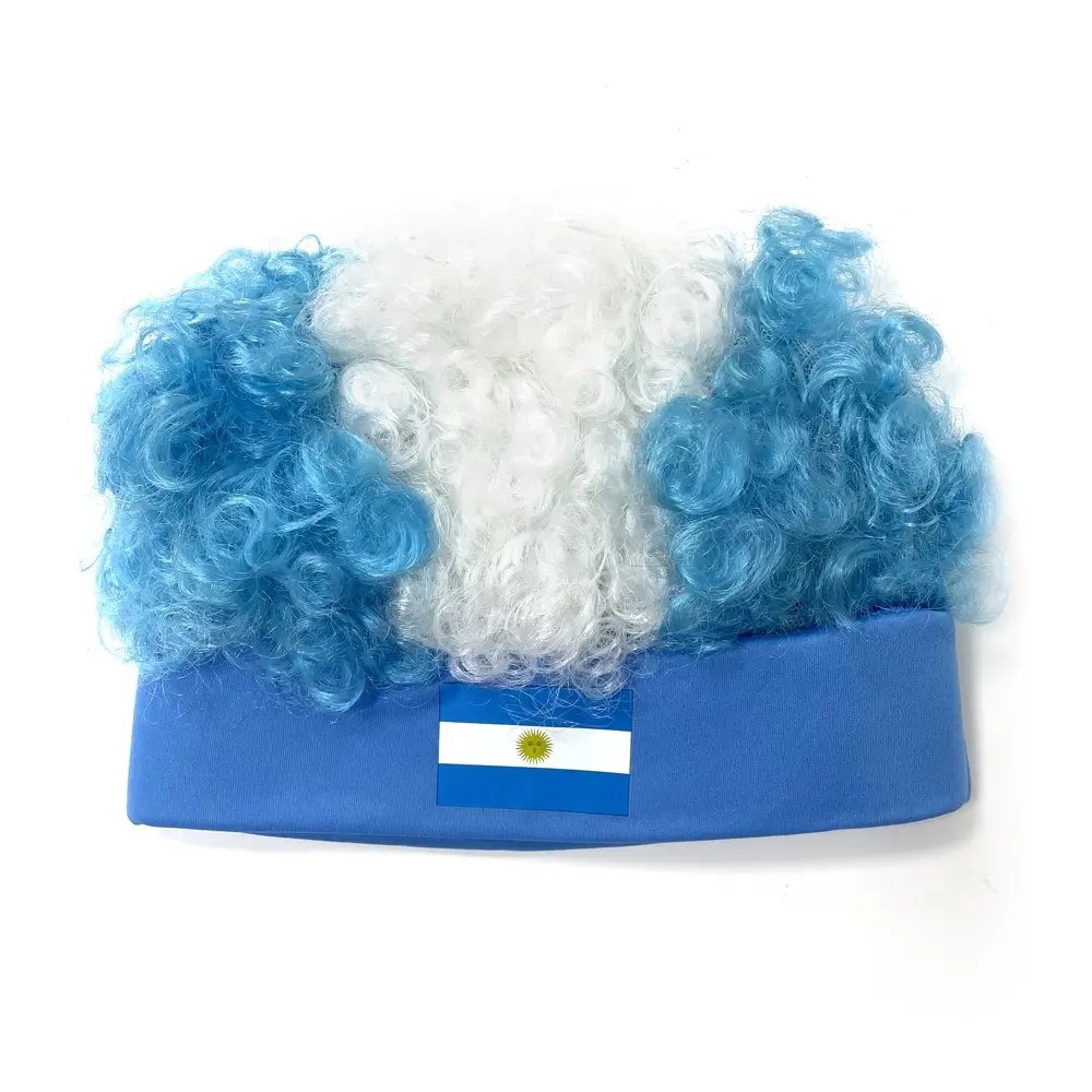 Argentina Fans Headband Wig Custom Penggemar Sepak Bola Wig Aksesoris