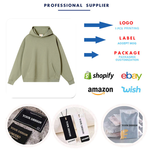 380 Grams Heavy Weight No <strong>String</strong> Hooded Pullover Hoodie <strong>Custom</strong> Printed Men French Terry Loose Oversized Hoodies - Product Image 4