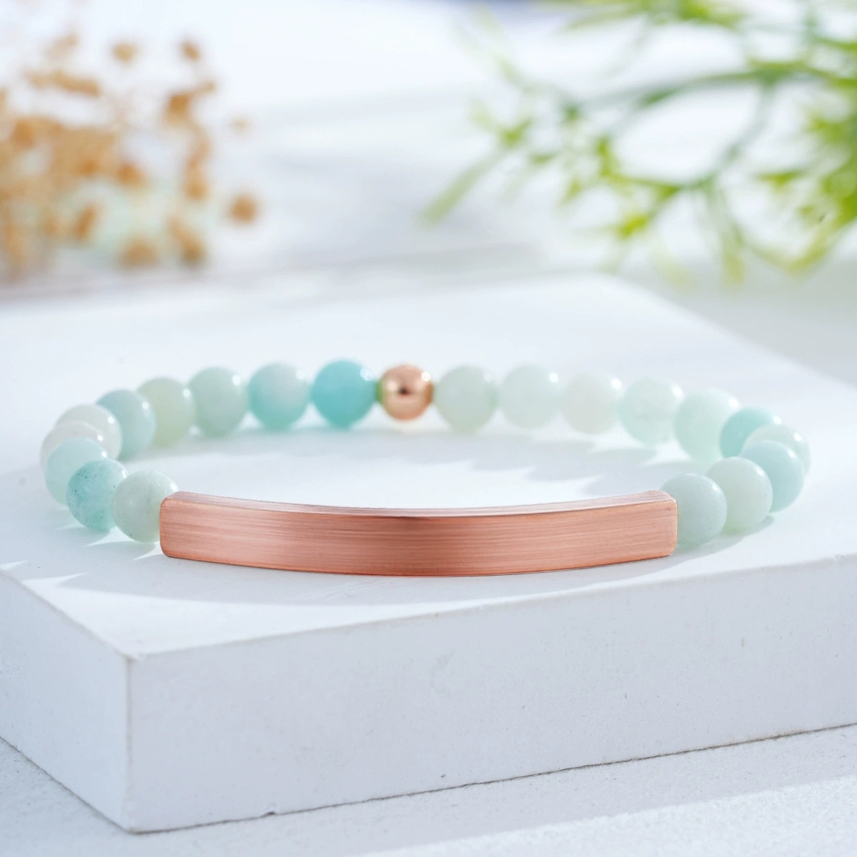 Rose gold+transparent blue
