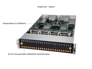 Bastidor de almacenamiento para servidores Supermicro 2U, sistema de 4 zócalos con 48 DIMM y 24 bahías de unidad NVMe/SAS/SATA, 1 unidad, 1 unidad - Product Image 2