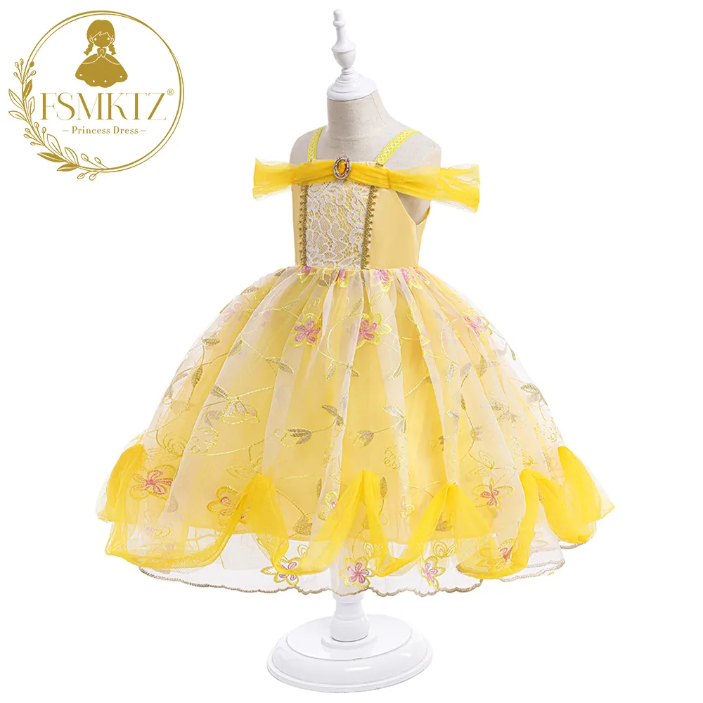 Kleine Meisjes Verkleden Prinses Fee Fancy Outfit Verjaardag Cosplay Carnaval Gele Kinderen Dans Kostuum