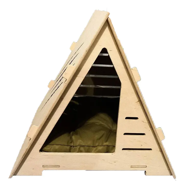 Niche triangulaire en bois pour chien, lit en bois pour animaux de compagnie, pour salon extérieur
