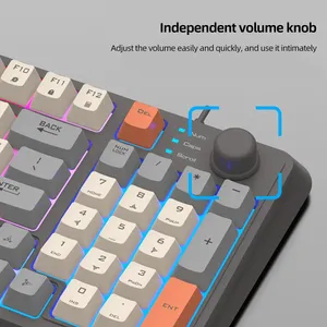 คีย์บอร์ดสำหรับเล่นเกม K82ไฟ RGB สองโหมด BT 2.4G คีย์บอร์ดพอร์ต USB คีย์บอร์ดเรืองแสง94ปุ่มแบบมีสายสำหรับโน้ตบุ๊คแล็ปท็อปเดสก์ท็อป - Product Image 3