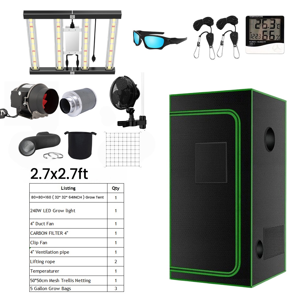 2.7x2.7 tent +240w grow light kits
