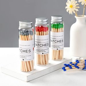 Fabrika özelleştirilmiş cam şişe maçlar mum maçlar renkli kafa ahşap Matchsticks aromaterapi mum kavanoz için