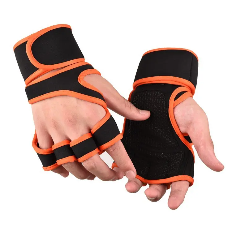 Guanti di supporto per il polso Fitness personalizzati con mezze dita guanti sportivi da palestra per sollevamento pesi in silicone