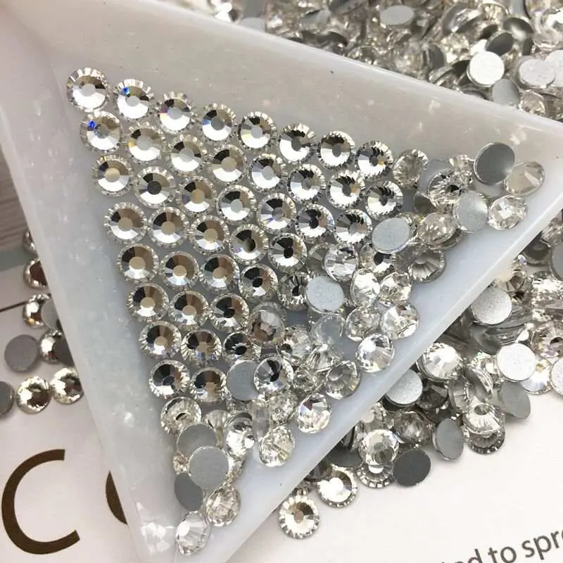 Yantuo Berlian Imitasi Kristal Bening, Berlian Imitasi Perbaikan Panas Kristal Kaca Belakang Datar Strass Cepat untuk Pakaian