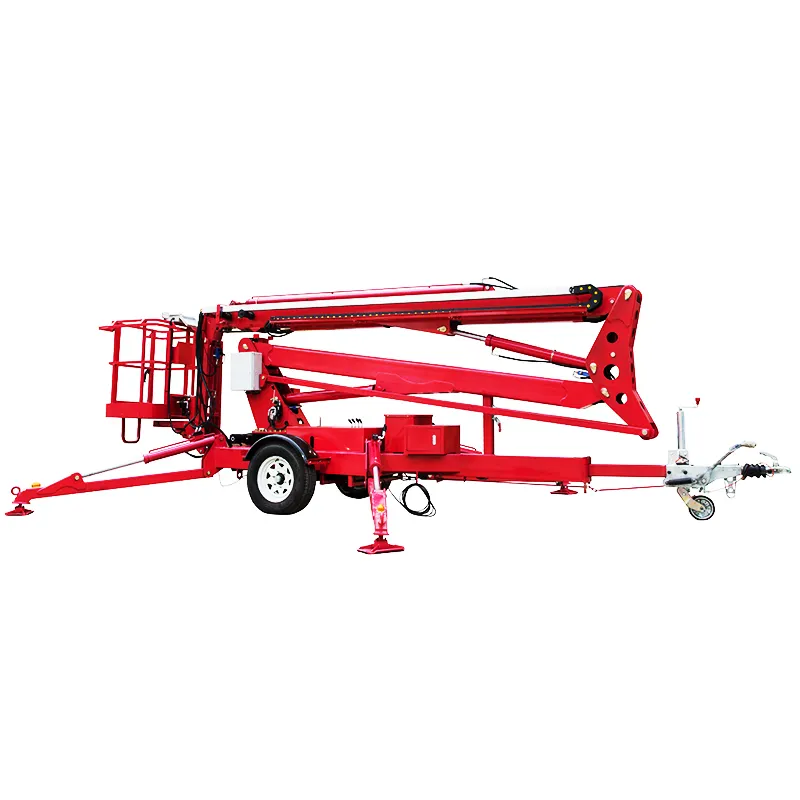 10m 16m 24m Aerial Platform Hydraulic telescopic cherry picker towed electric manlift trailerable towable boom lift for sale