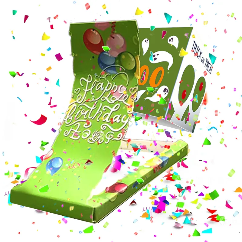 Toptan OEM özel baskı komik 3D patlama nakit doğum günü kartı ile Pop Up sürpriz hediye kutusu ile kübik kutu