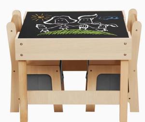 3-in-1子供用家具セット両面デスクトップテーブルと椅子収納引き出し付き幼児用プレイルームアクティビティ - Product Image 4