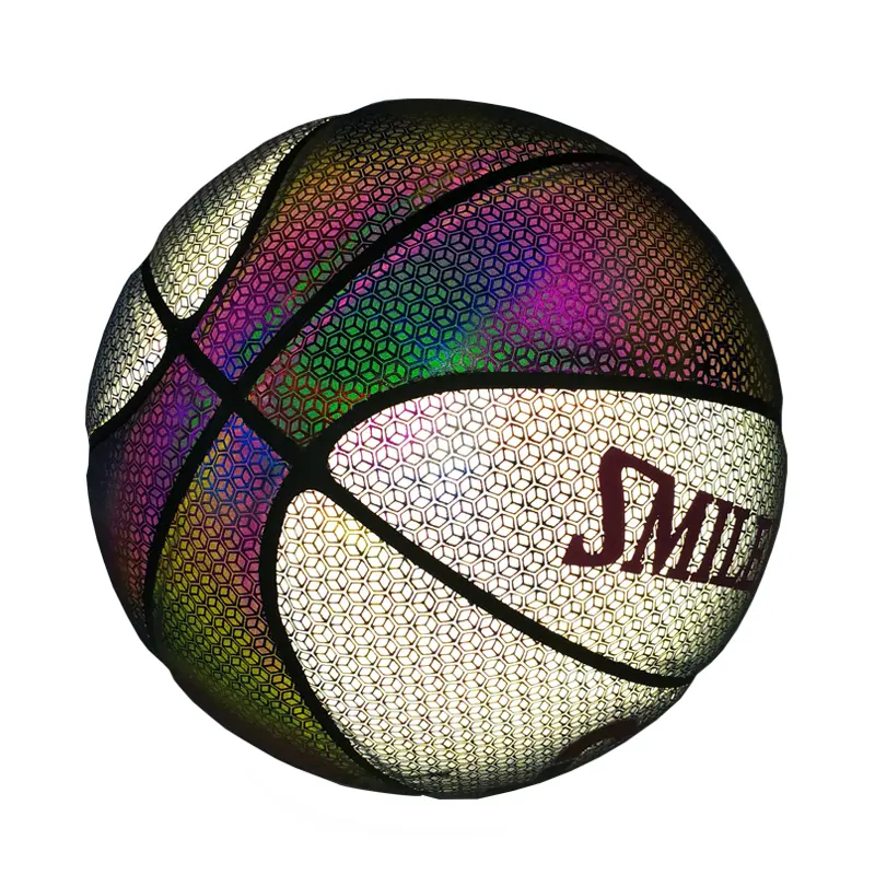 अंधेरे में चमक बास्केटबॉल फैशन शांत उपहार चिंतनशील चमड़े अनुकूलित बास्केटबॉल गेंद आधिकारिक आकार 7(29.5) प्रशिक्षण सीएन; FUJ