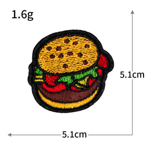 Mô hình mới Hamburger khoai tây chiên phim hoạt hình thêu vá cho ủi và tự làm quần áo vá - Product Image 5