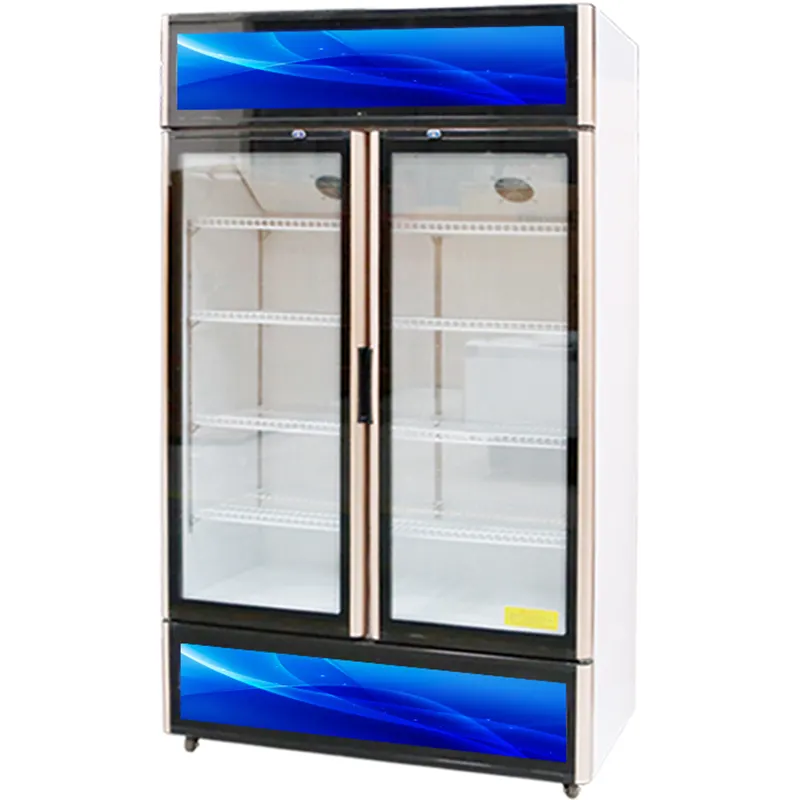 Equipo de refrigeración Enchufe vertical comercial en puerta de vidrio vertical Bebida energética fría Exhibición de bebidas Refrigerador Congelador