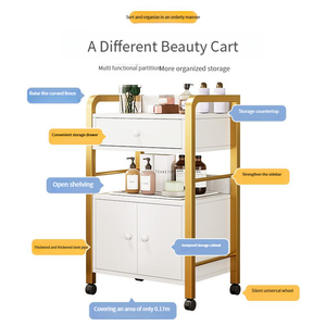 Beyaz basit üç katmanlı depolama aracı sepeti çok yönlü evrensel tekerlekler hassas taşımak kolay Salon mobilya aracı arabaları - Product Image 5
