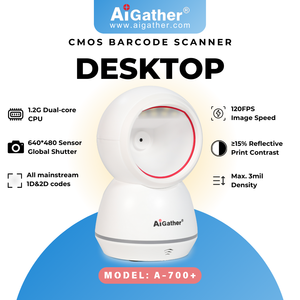 AiGather A-700 + 预算友好型台式扫描仪2D全向二维码阅读器，供银行合法政府使用 - Product Image 5