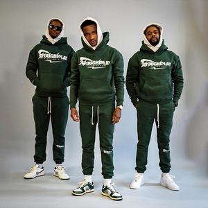 DCY özel giyim üreticileri özel Joggers seti Unisex, pamuk kapüşonlu Set, boy Hoodie ve ter pantolon seti