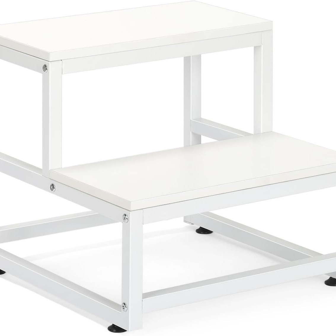 White board, white square tube two-step stool